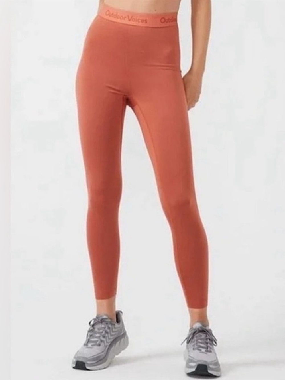 Outdoor Voices Seamless Ribbed Logo 7/8 Leggings - Russet Orange Medium